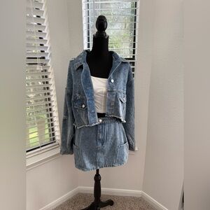 Fashion Nova Blue Denim Skirt Set